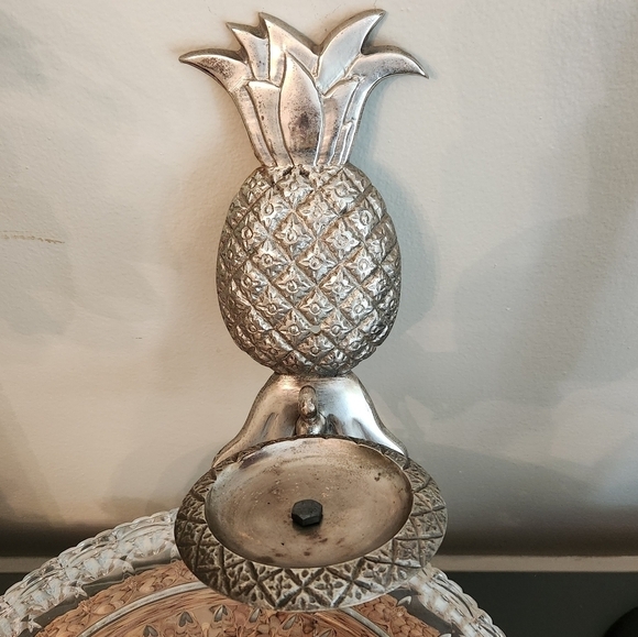🍍Vintage Heavy Metal Pineapple 🕯 Candle Sconce Pewter - Picture 1 of 11